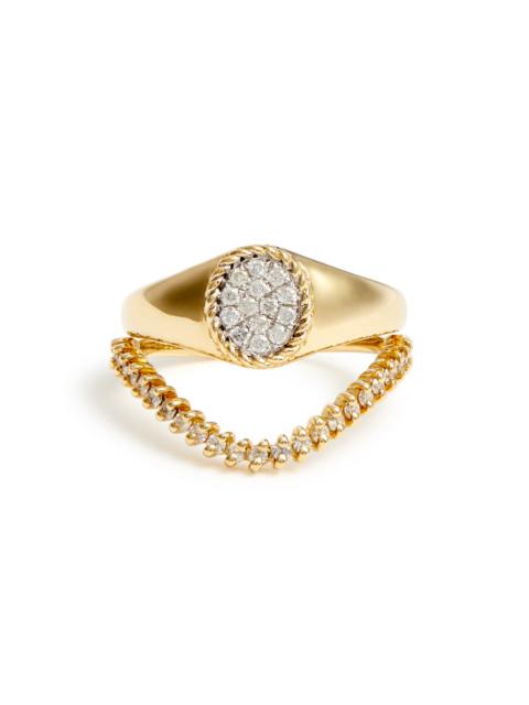 Yvonne Léon Mini ChevaliÃ¨re Ovale &amp; Bague Vague 9kt gold rings