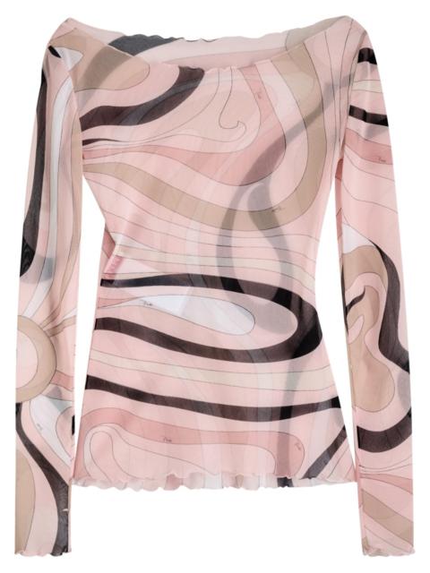 Pucci Wave-printed Tulle top