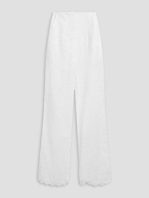 Charo Ruiz Brigid broderie anglaise cotton-blend wide-leg pants