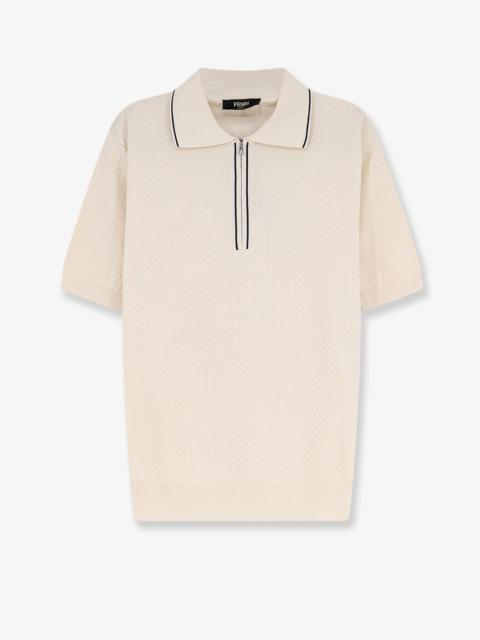 FENDI Fendi Men Cotton And Silk Polo Shirt With Ff Embroidery