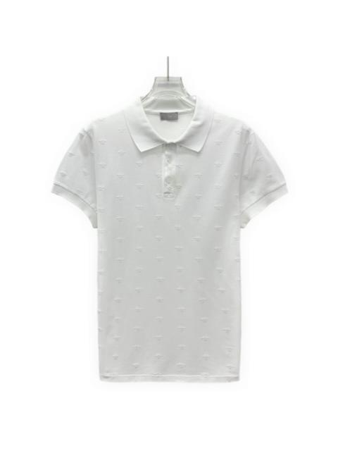 Dior Dior White Bee Embroidered All-Over Print Cotton Collared Single-Breasted Short Sleeve Polo Shirt