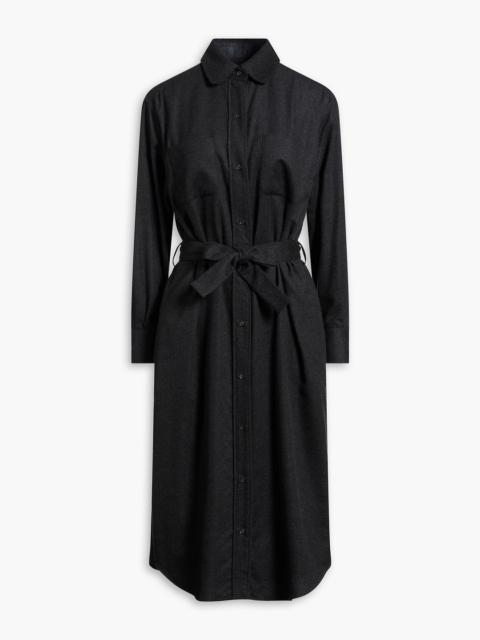 Thom Browne Belted silk and cashmere-blend midi shirt dress