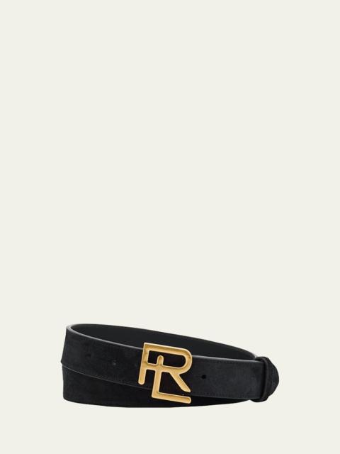 Ralph Lauren Men's RL-Buckle Calf Suede Belt