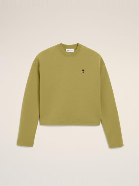 AMI Paris GREEN COTTON AMI DE COEUR CROPPED SWEATSHIRT