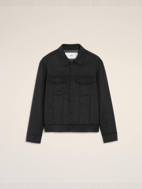 AMI Paris GREY WOOL TRUCKER JACKET