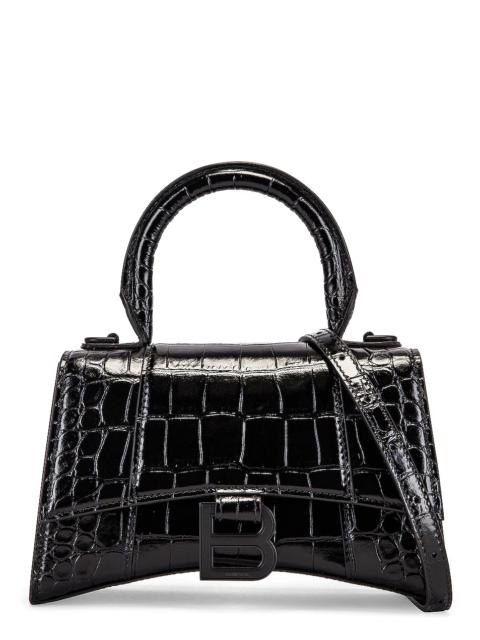 BALENCIAGA XS Embossed Croc Hourglass Top Handle Bag