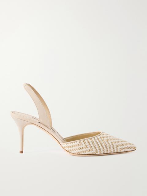 Manolo Blahnik Carolyne Raffia Slingback Pumps