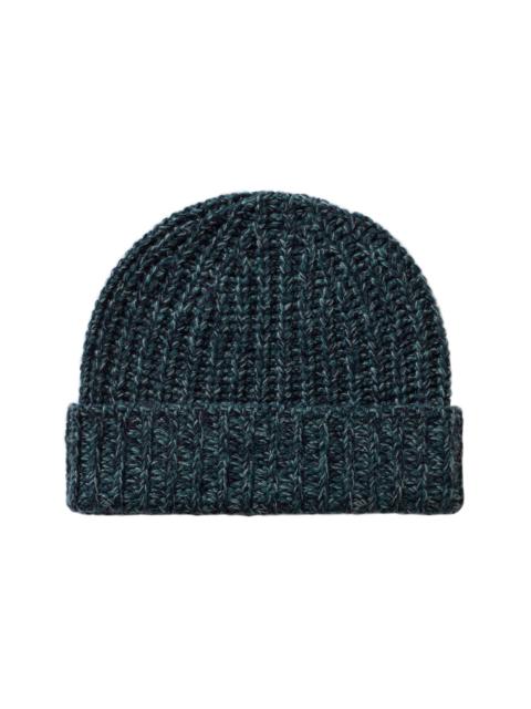 Johnstons of Elgin Half Cardigan Stich Green Cashmere Beanie