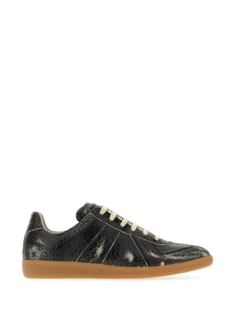 Maison Margiela Maison Margiela Men Black Leather Replica Sneakers
