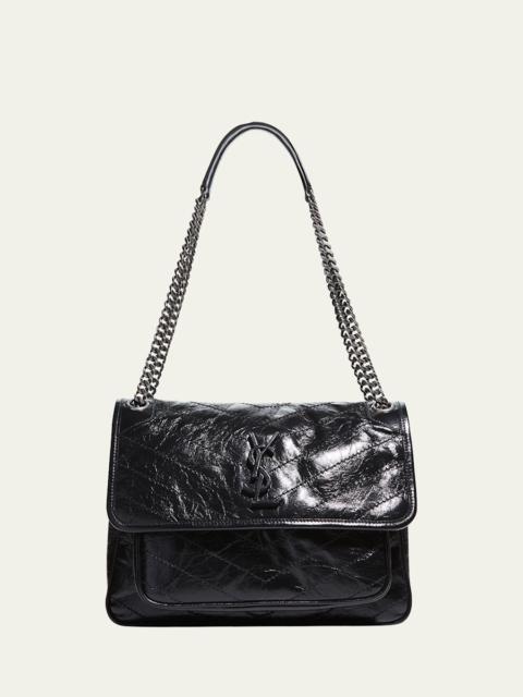 SAINT LAURENT Niki Medium Crinkled Calf Flap-Top Shoulder Bag