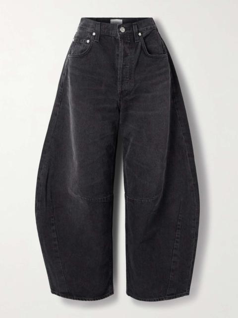 Horseshoe high-rise barrel-leg jeans Black