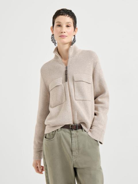 Brunello Cucinelli Cotton Diamond yarn double knit outerwear jacket