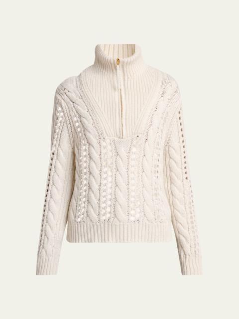 GABRIELA HEARST Idris Cashmere Knit Mock Funnel-Neck Sweater
