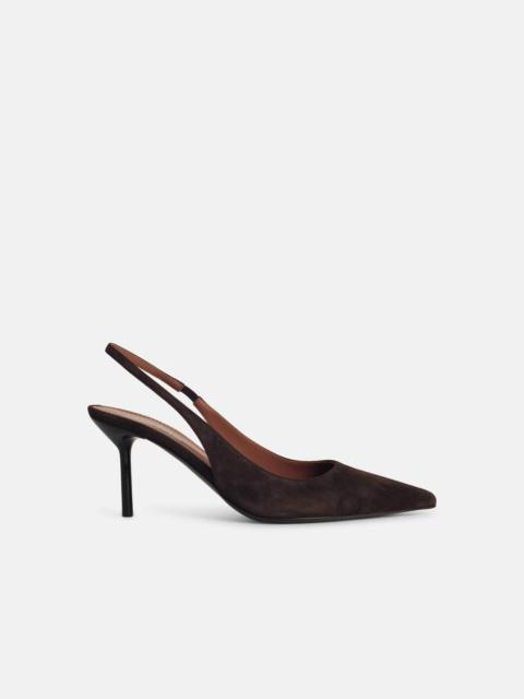'LIDIA' BROWN SUEDE SLINGBACKS