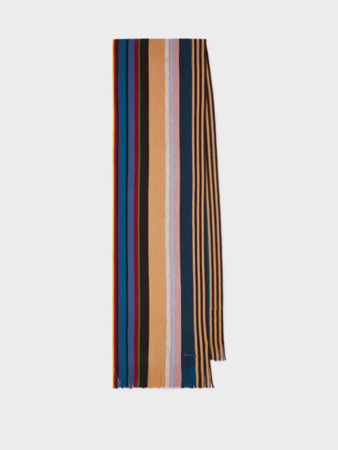 Paul Smith Brown Merino Wool Twisted Stripe Scarf
