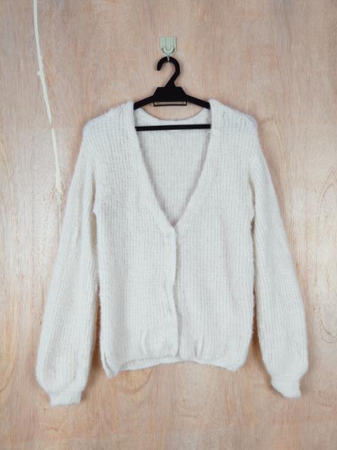 Other Designers Cardigan - Spiral Girl White Shag Shaggy Fur Mohair Knitwear #S281