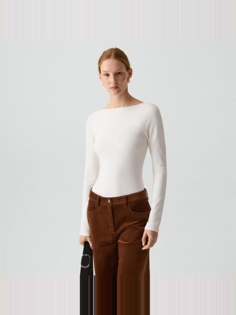 Theory Boatneck Long-Sleeve Top in Stretch Rib