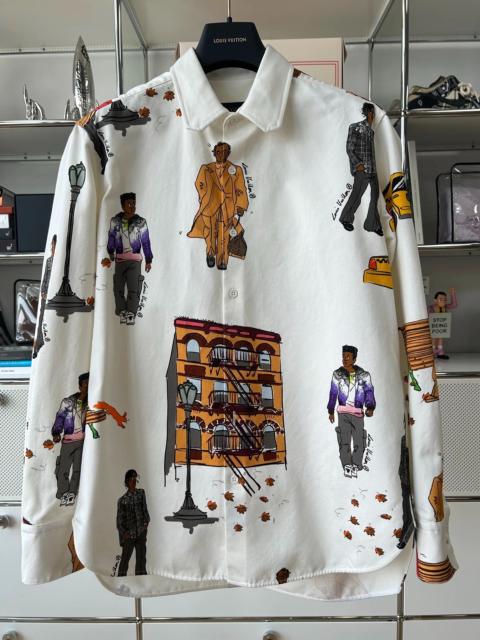 Louis Vuitton Louis Vuitton white denim shirt jacket with pedestrian print runway style