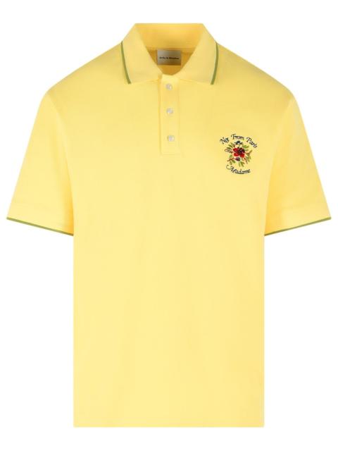 Drôle de Monsieur Drole De Monsieur 'SLOGAN Rose' Yellow Cotton Polo Shirt