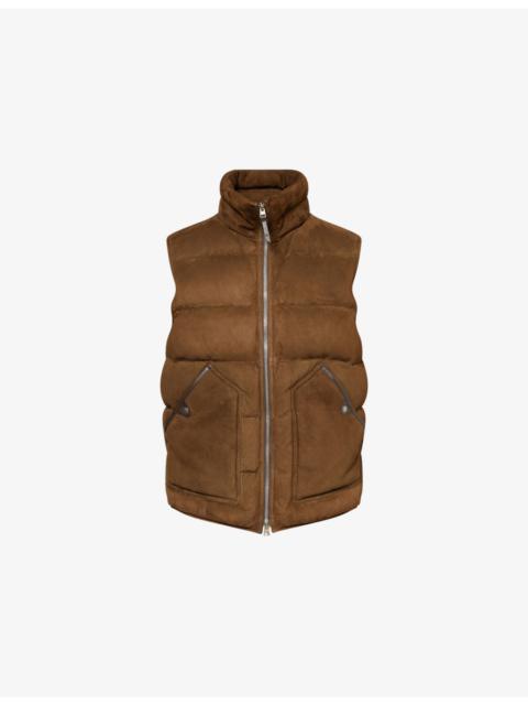TOM FORD Funnel-Neck Suede Shell-Down Gilet