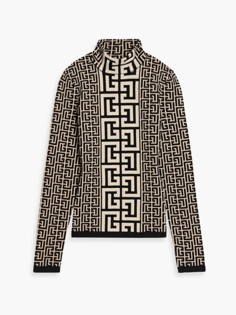 Balmain Jacquard-knit wool-blend turtleneck sweater