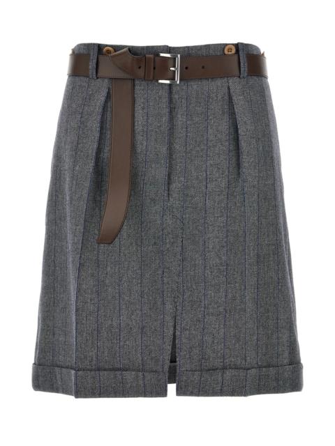 Prada Striped wool skirt