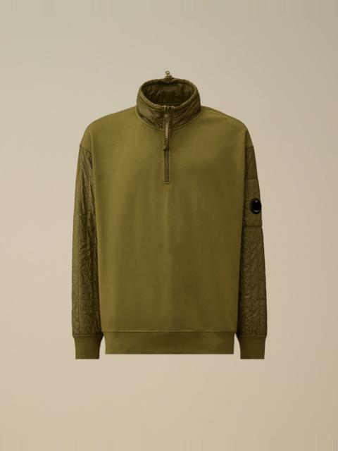 C.P. Company Diagonal Raised Fleece Mixed Half Zip Sweatshirt