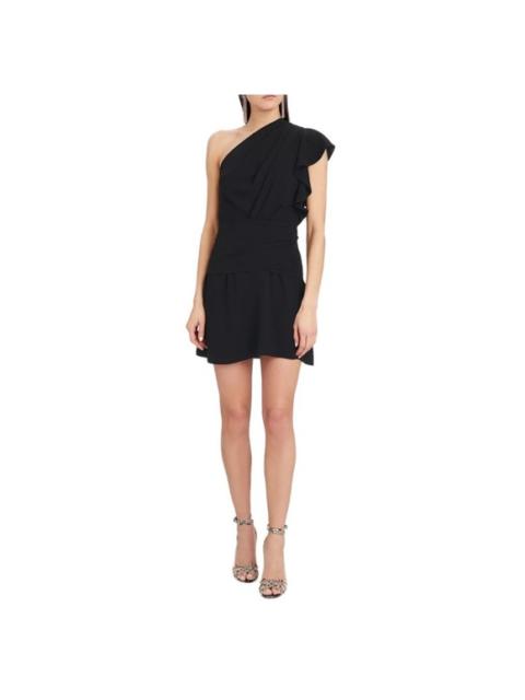 Other Designers NWT IRO Bonzac one-shoulder ruffled crepe‎ mini dress Black sz 42 US XL $450