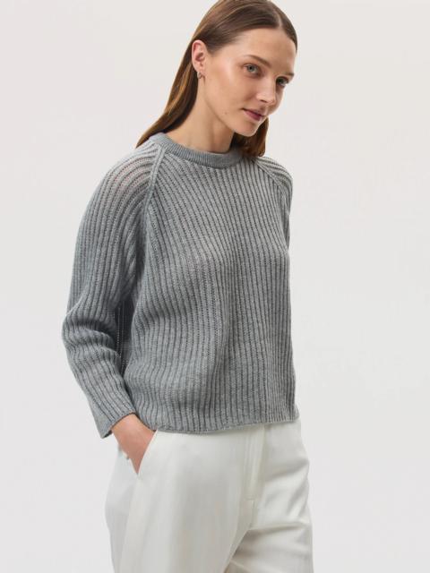 Johnstons of Elgin Mesh Rib Cashmere Grey Jumper