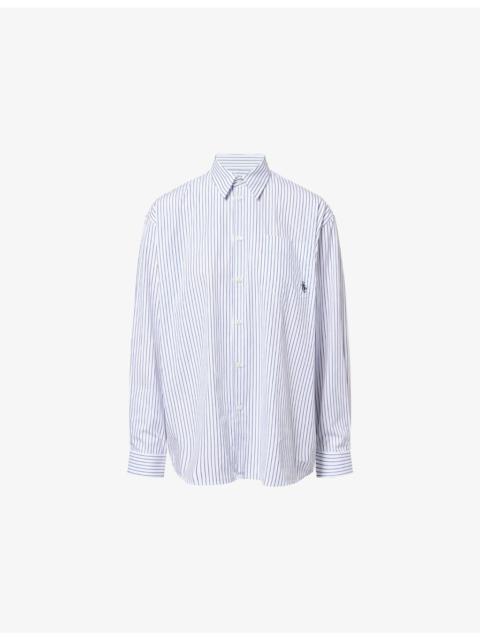 Sporty & Rich Striped Oversized Cotton-Poplin Shirt