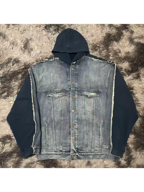 BALENCIAGA Balenciaga distressed patchwork sweatshirt/denim jacket