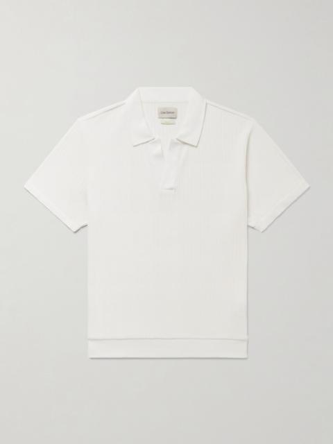 Oliver Spencer Westcott Ribbed Organic Cotton Polo Shirt Cream