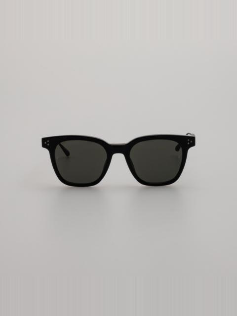 LINDA FARROW Evans Sunglasses in Black and Matt Nickel