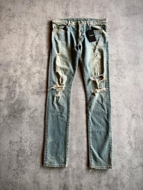 SAINT LAURENT Saint Laurent Paris 14AW D02 Blue Distressed Denim Jeans by Hedi Slimane