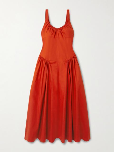 FAITHFULL Olas Gathered Cotton Midi Dress