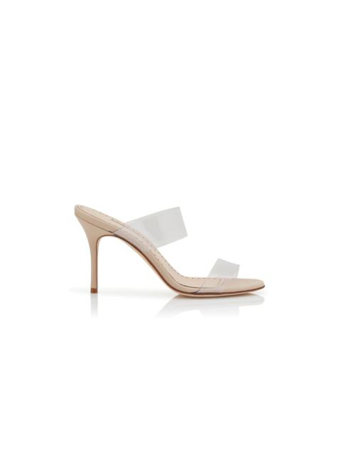 Manolo Blahnik Light Beige PVC Open Toe Mules