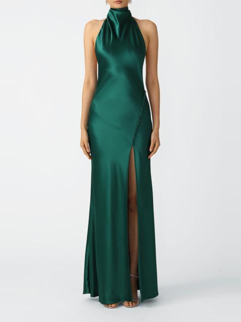 SAU LEE SAU LEE Penelope Satin Gown in Emerald at Nordstrom