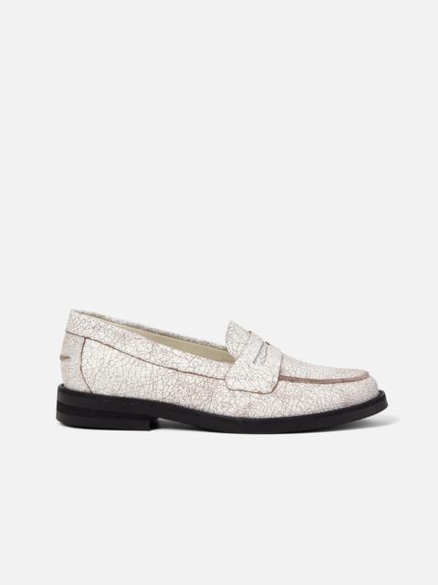 DUKE + DEXTER Wilde White Cracked Penny Loafer - Women's