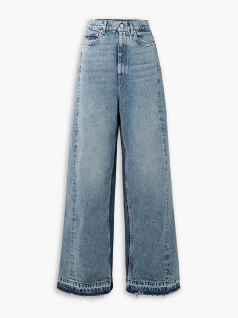 Stella McCartney Frayed two-tone mid-rise wide-leg jeans
