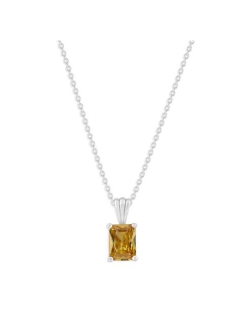 Other Designers DiamondMuse Belacqua Citrine November Birthstone Emerald Pendant Necklace in Sterling Silver, Jewelr