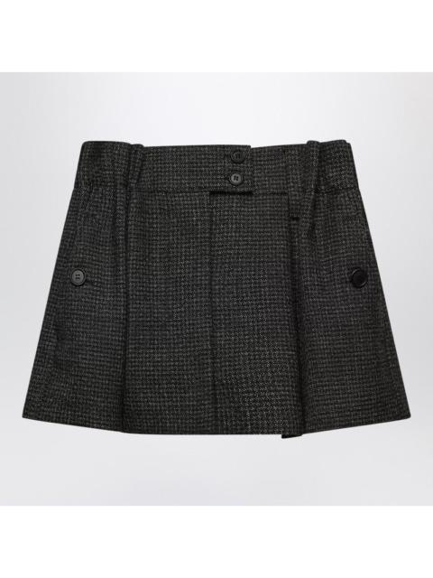 Prada Prada Mini Skirt In Mouliné Wool With Vichy Pattern Women
