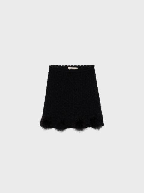 Blumarine KNIT SKIRT WITH MARABOU POM-POMS