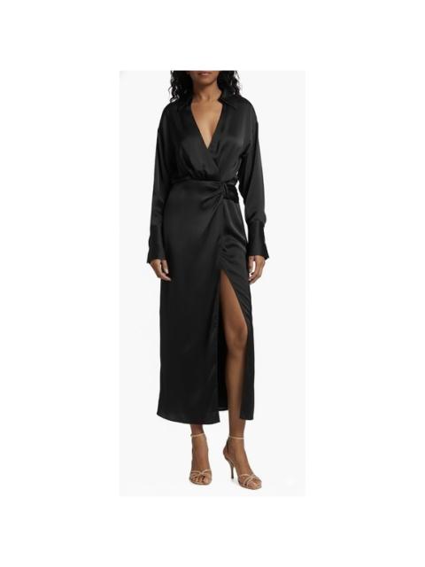 Other Designers NWT Ramy Brook Aurora Draped Satin Shirtdress in Black Sz 0 $545