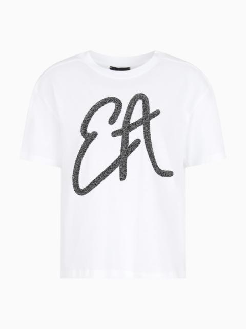EMPORIO ARMANI COTTON-JERSEY T-SHIRT WITH OVERSIZED LUREX LOGO