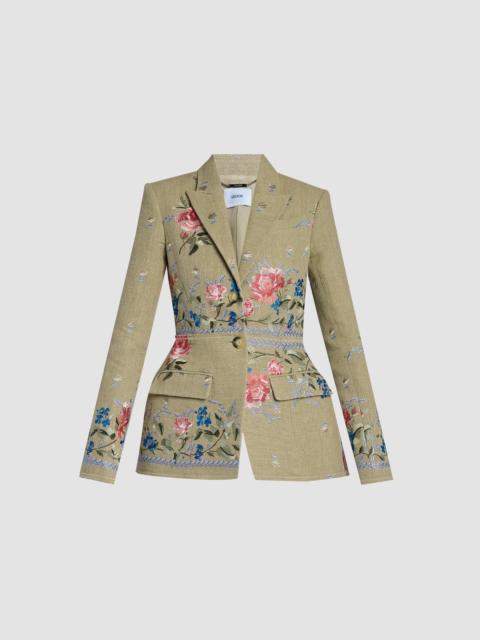 Erdem EMBROIDERED LINEN SINGLE BREASTED BLAZER