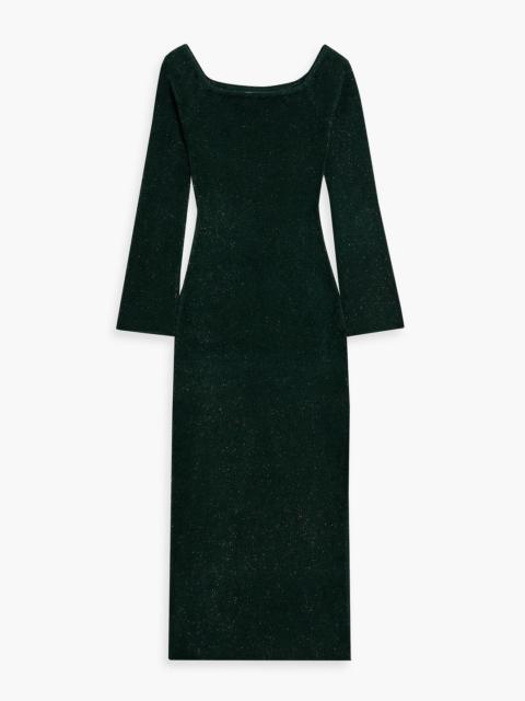 Other Designers Ribbed-knit and tinsel midi dress