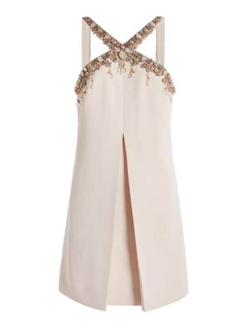 ZUHAIR MURAD Flared Beaded Cady Mini Dress off-white