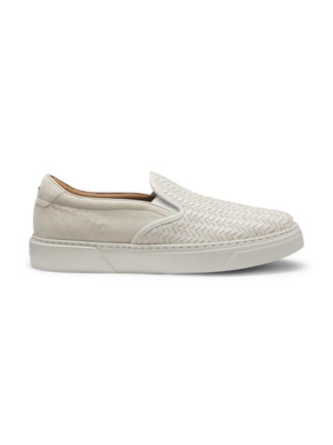BOSS GARY SLIP-ON TRAINERS WITH WOVEN AND PLAIN SUEDE