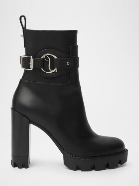 Christian Louboutin 100mm Dianouchett Leather Red Lug Sole Ankle Boots