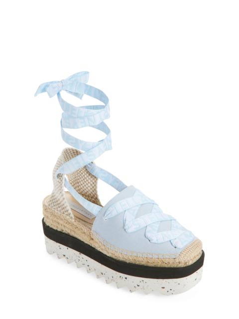 Stella McCartney Stella McCartney Gaia Logo Strap Espadrille in Powder Blue at Nordstrom